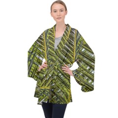 Palm Fronds Palm Palm Leaf Plant Velvet Kimono Robe by Wegoenart