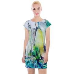 Art Abstract Modern Abstract Cap Sleeve Bodycon Dress