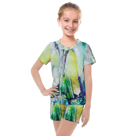 Art Abstract Modern Abstract Kids  Mesh Tee And Shorts Set by Wegoenart