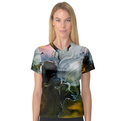 Art Abstract Painting Abstract V-neck Sport Mesh Tee by Wegoenart