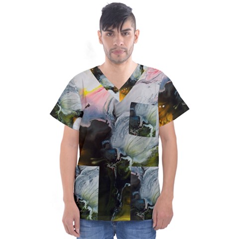 Art Abstract Painting Abstract Men s V-neck Scrub Top by Wegoenart