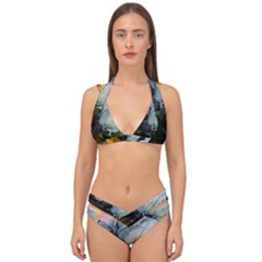 Art Abstract Painting Abstract Double Strap Halter Bikini Set by Wegoenart