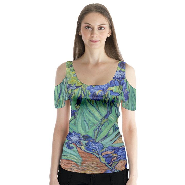 Antique Art Artwork Bloom Blooming Butterfly Sleeve Cutout Tee 