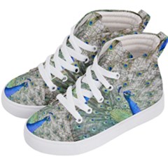 Peacock Bird Colorful Plumage Kid s Hi-top Skate Sneakers by Wegoenart