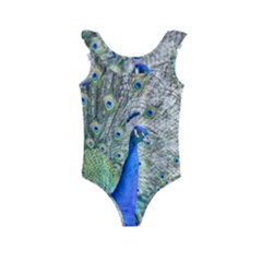 Peacock Bird Colorful Plumage Kids  Frill Swimsuit by Wegoenart