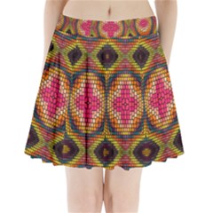 Kaleidoscope Art Pattern Ornament Pleated Mini Skirt by Wegoenart