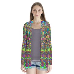 Mandala Star Interlocked Drape Collar Cardigan by Wegoenart