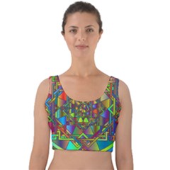 Mandala Star Interlocked Velvet Crop Top by Wegoenart