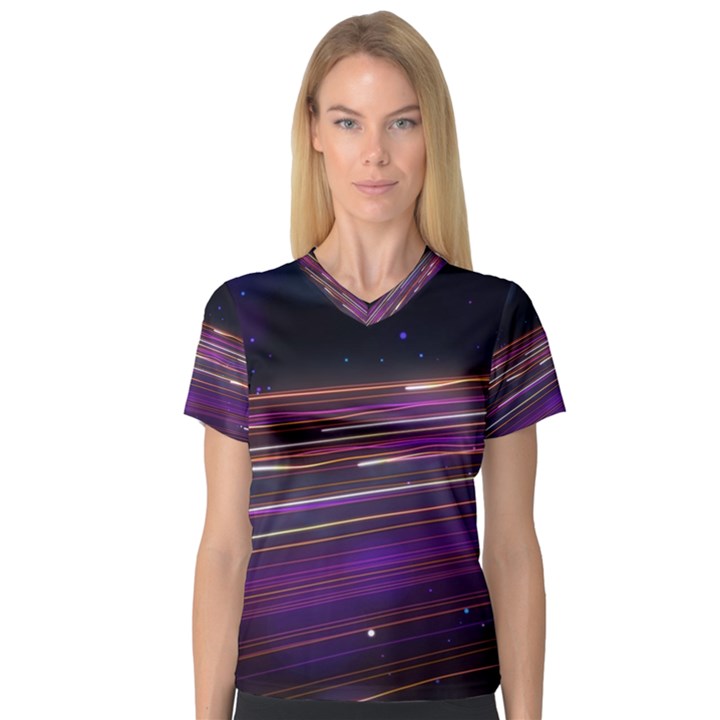 Abstract Cosmos Space Particle V-Neck Sport Mesh Tee