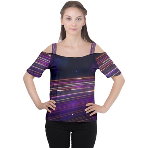 Abstract Cosmos Space Particle Cutout Shoulder Tee by Wegoenart