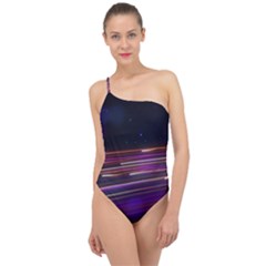 Abstract Cosmos Space Particle Classic One Shoulder Swimsuit by Wegoenart