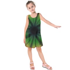 Sunflower Digital Flower Black Hole Kids  Sleeveless Dress by Wegoenart