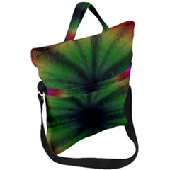 Sunflower Digital Flower Black Hole Fold Over Handle Tote Bag by Wegoenart