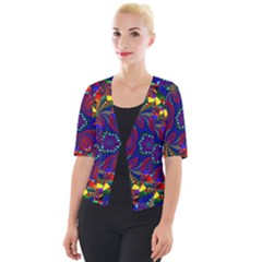 Kaleidoscope Pattern Ornament Cropped Button Cardigan by Wegoenart