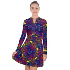 Kaleidoscope Pattern Ornament Long Sleeve Panel Dress by Wegoenart