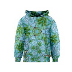 Forest Kaleidoscope Pattern Kids  Pullover Hoodie by Wegoenart