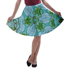 Forest Kaleidoscope Pattern A-line Skater Skirt by Wegoenart