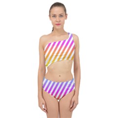 Abstract Lines Mockup Oblique Spliced Up Two Piece Swimsuit by Wegoenart