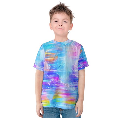 Background Drips Fluid Colorful Kids  Cotton Tee by Wegoenart