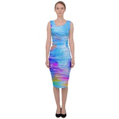 Background Drips Fluid Colorful Sleeveless Pencil Dress by Wegoenart