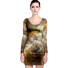 Fractal Background Color Colorful Long Sleeve Bodycon Dress by Wegoenart