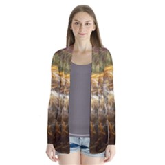 Fractal Background Color Colorful Drape Collar Cardigan by Wegoenart