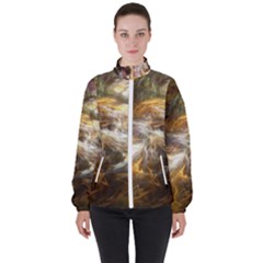 Fractal Background Color Colorful High Neck Windbreaker (women) by Wegoenart