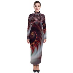 Digital Fractal Fractals Fantasy Turtleneck Maxi Dress