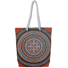 Mandala Art Painting Acrylic Full Print Rope Handle Tote (small) by Wegoenart