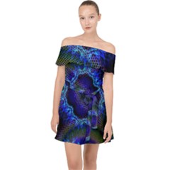 Kaleidoscope Art Pattern Ornament Off Shoulder Chiffon Dress