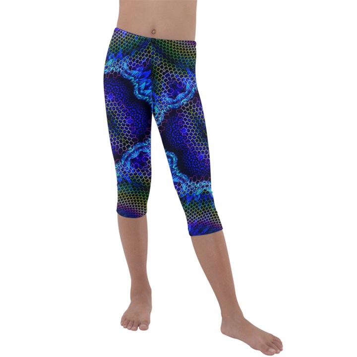 Kaleidoscope Art Pattern Ornament Kids  Lightweight Velour Capri Leggings 