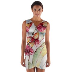 Plant Nature Flowers Foliage Wrap Front Bodycon Dress by Wegoenart