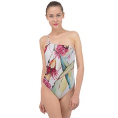 Plant Nature Flowers Foliage Classic One Shoulder Swimsuit by Wegoenart