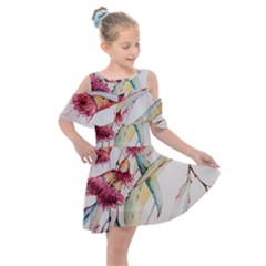 Plant Nature Flowers Foliage Kids  Shoulder Cutout Chiffon Dress by Wegoenart