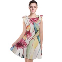 Plant Nature Flowers Foliage Tie Up Tunic Dress