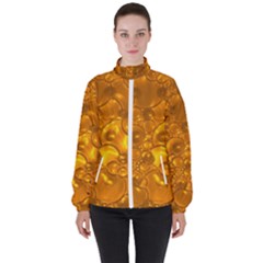 Bubbles Circles Template Texture High Neck Windbreaker (women)