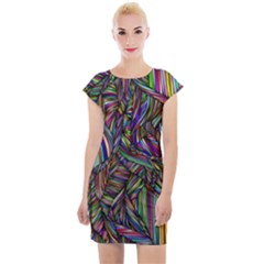 Abstract Background Cap Sleeve Bodycon Dress