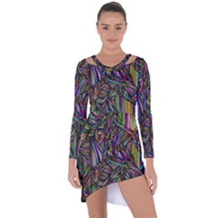 Abstract Background Asymmetric Cut-out Shift Dress