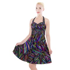 Abstract Background Halter Party Swing Dress 