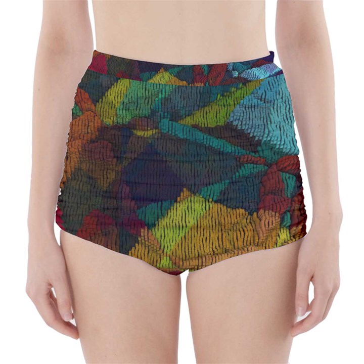 Background Color Template Abstract High-Waisted Bikini Bottoms