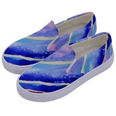 Painting Abstract Blue Pink Spots Kids  Canvas Slip Ons by Wegoenart