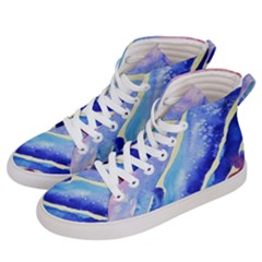 Painting Abstract Blue Pink Spots Men s Hi-top Skate Sneakers by Wegoenart