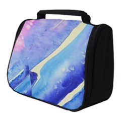 Painting Abstract Blue Pink Spots Full Print Travel Pouch (small) by Wegoenart