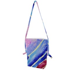 Painting Abstract Blue Pink Spots Folding Shoulder Bag