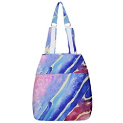 Painting Abstract Blue Pink Spots Center Zip Backpack