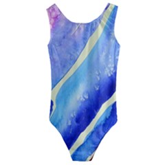 Painting Abstract Blue Pink Spots Kids  Cut-out Back One Piece Swimsuit