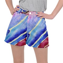 Painting Abstract Blue Pink Spots Stretch Ripstop Shorts