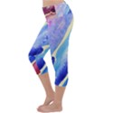 Painting Abstract Blue Pink Spots Lightweight Velour Capri Yoga Leggings View2