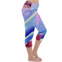 Painting Abstract Blue Pink Spots Lightweight Velour Capri Yoga Leggings View3