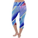 Painting Abstract Blue Pink Spots Lightweight Velour Capri Yoga Leggings View4